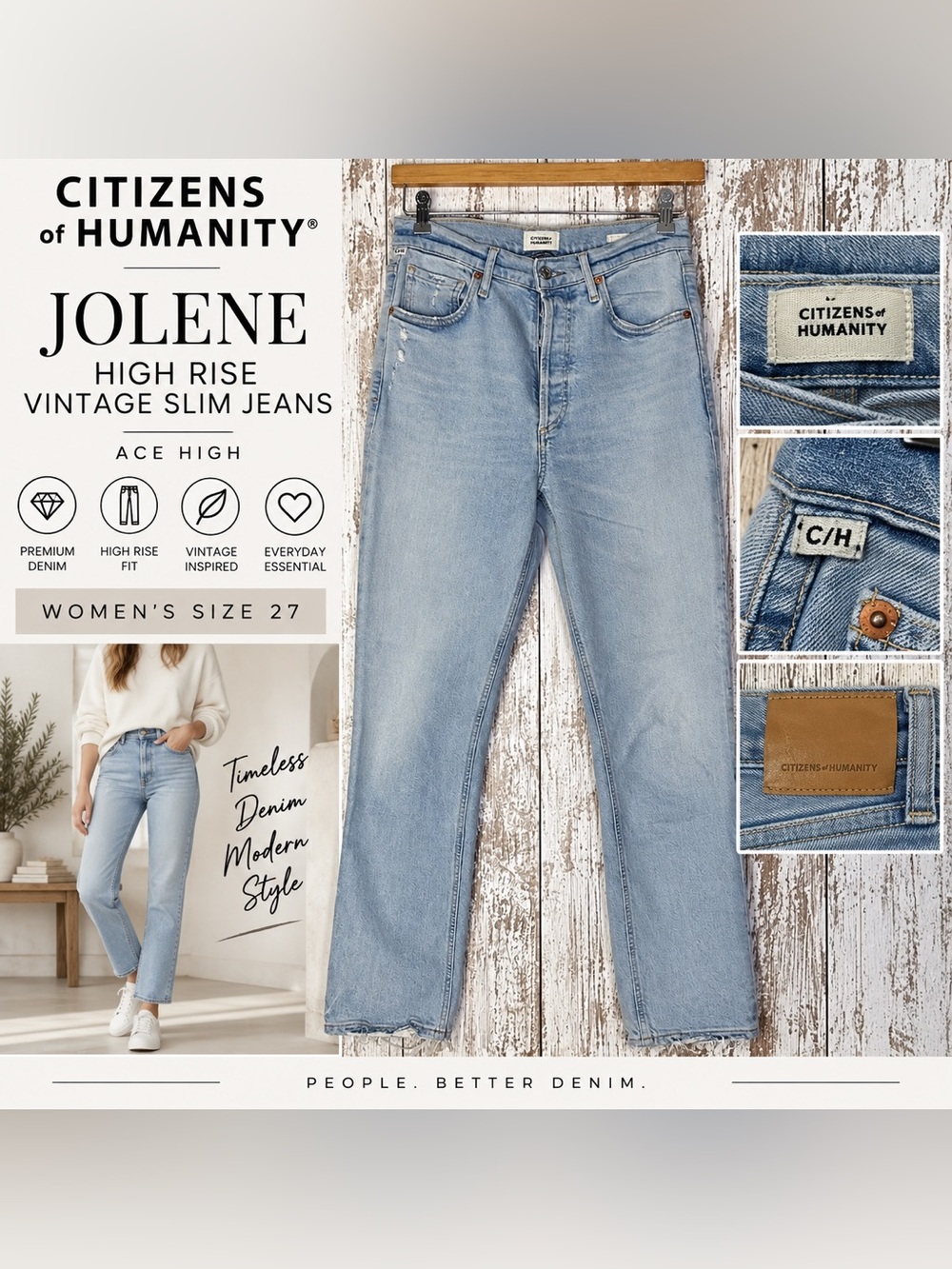 Citizens of Humanity Jolene High Rise Vintage Slim Jeans Ace High Women’s 27